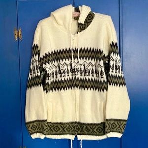 Stunning Unisex ruminahui large cardigan sweater jacket hoodie ecuador alpaca